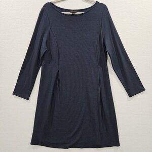 J. Jill Wearever Womens Large Navy Blue Long‎ Sleeve Stretch Ribbed Dress